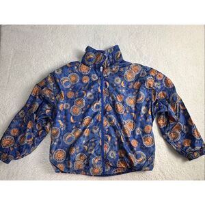 Vintage Blue Windbreaker Zodiac Print Womens Size XL
